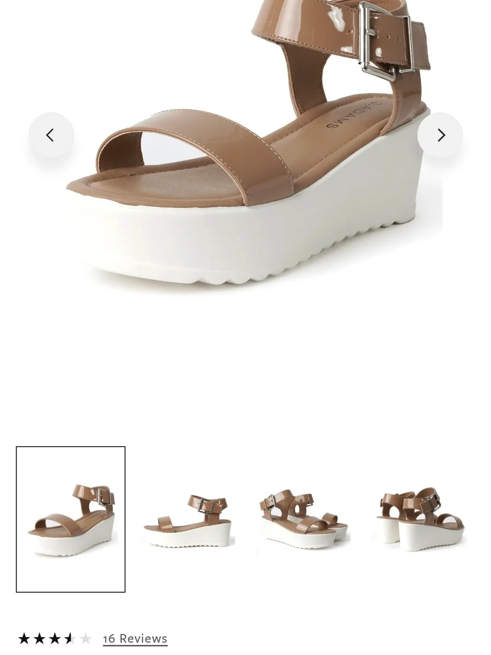 Women's Tan Patent Wedge Sandal with White Platform